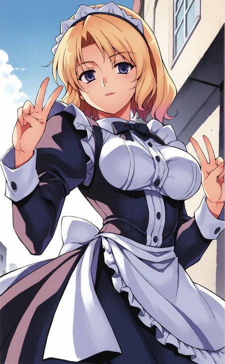 score_9, score_8_up,score_7_up, source_anime,
1girl,maid,V sign,large breasts,dynamic angle,portrait,background(street),kimtag
 <lora:KimXLeeStylev2:1>