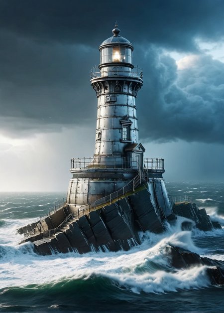 ais-wldd a solitary lighthouse on a stormy cliffside <lora:ais-wldd-sdxl:1>