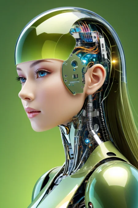absh05 style colorful abstract <lora:Special_Constructs_absh05_style:1>,
real life
A futuristic side portrait of a humanoid robot,  translucent materials, and its internal structure is clearly visible, including circuit boards and light-emitting elements, soft facial features with feminine features,
 long hair and breasts, complex, points and lines, precise construction,  versatility, High-tech and futuristic living concepts, cold and mechanical beauty, bio luminescence, fiber optics,
Olive background,
detailed, professional, slick, high quality, masterpiece, highres,
amazing, beautiful, breathtaking, astonishing, brilliant,