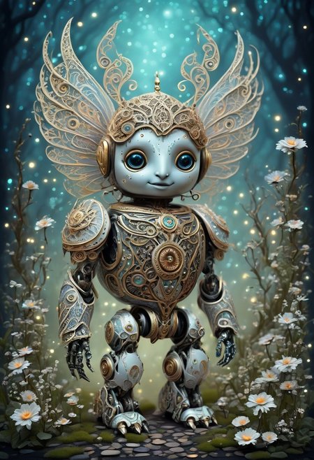 angelic manuka robot, cute, fantasy, intricate details, ethereal