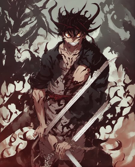 man demon with a sword <lora:asta_man-000003:1> asta