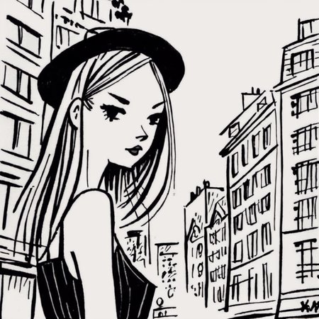 drawix23  girl in city,  very detailed<lora:drawix23:0.8>