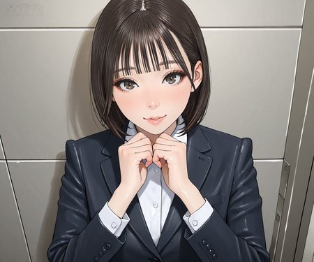 masterpiece, best quality, amazing quality, sfw, 1girl, solo, business suit, looking at viewer, bangs  <lora:Kawakit style ILL-v2:1.2> kawakit