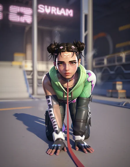 score_9, score_8_up, score_7_up, high-res, 2k, best quality, 3d, solo focus, 1girl, fearlessillari, illari (overwatch), in a concert stage, at night, neon lights,<lora:fearless_illari_pony-000040:1> HDA_PetPlayXL_v1.2