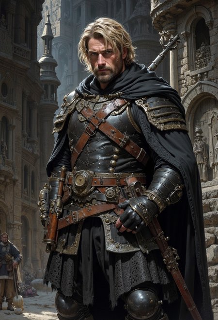 A highly detailed lone bard.