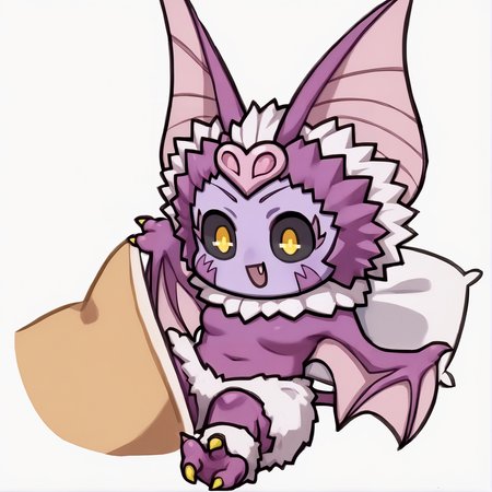 Seggs, chibi, open mouth, <lora:Seggs_XLPD:1.1> 1girl, harpy, monster girl, yellow eyes, Black Sclera, fang, fur trim, bat wings, bat ears, tail, claws, colored skin, bat girl, purple skin,  <lora:Succubat_XL:1>, score_9, score_8_up, score_7_up, score_6_up, score_5_up, score_4_up, BREAK source_anime, masterpiece