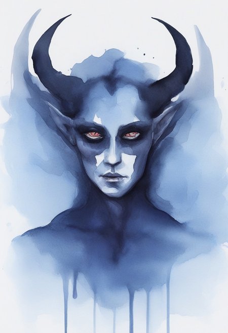 watercolor, watercolour,
In a fantasy dungeon, a mysterious female dark silhouette, succubus, demon