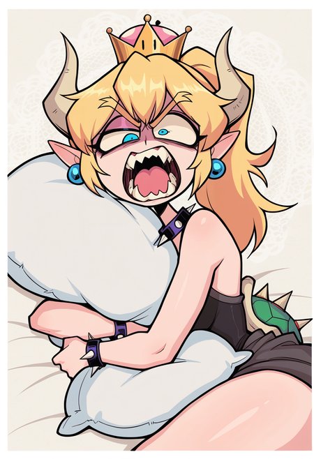 IllustriousQual, masterpiece, best quality, amazing quality, very aesthetic, absurdres, 1girl, solo, white border, lace background
solo, hugging pillow,  lying, on side,, angry, rage, furious,  half-closed eye, v-shaped eyebrows, open mouth,shouting,, straight on,
<lora:ValbunStyle-IL:0.9> valbun, Bowsette