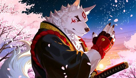 score_9,score_8_up,score_7_up,score_6_up,large eyes,expressive eyes,detailed background,detailed cel shading,countershading,fluffy fur,fur texture,delicate details,precise facial features,detailed eyes,ultra quality,hi res,masterpiece,best quality,amazing quality,very aesthetic,
best quality,newest,masterpiece,absurdres,highres,safe,male furry,bara,Muscles,perfect anatomy,(masterpiece, best),2023,2024,SmoothNoob_Quality,Soft fur,detail fur,
Ronin,samurai,Chodachi,cherry blossoms,long 1sword,Iai slash,firm eyes,falling cherry blossoms,flying cherry blossom petals,loot at you,Ronin clothes,attack stance,(5finger),claws,dream scene,starry sky,(sunset:0.35),
<lora:null-ghost_2_IL_r2:0.45>,nu119h05t2,<lora:zoroj_IL_2:0.25>,20r0j_2,[(by [fuzichoco|Mika Pikazo|artist:yoneyama mai],<lora:noobai_epred_11_artists_v11:0.8>):0:0.1],Face you,<lora:noobai_vpred_1_masterpieces_v23:0.5>,<lora:MeMaXL5 Type B Vpred Noob:0.5>,<lora:epskult2k:0.2>,face to you,<lora:NOOB_vp1_detailer_by_volnovik_v1:1>,