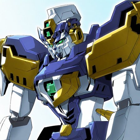 1boy, solo, f4ls4b4r, mecha, green eyes, close up, side angle, outside,