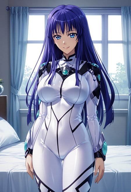 score_9,score_8_up,score_7_up,source_anime,5_figner,2d_animation,game cg,BREKE,
Shion Doll 007,1girl,solo,
long hair,blue eyes,blue hair,purple hair,
bodysuit,skin tight,
large breasts,smile,cowboy shot,standing,
room,bed,window,curtain,
masterpiece,best qualit,ultra-detailed,illustration,an extremely delicate and beautiful,beautiful detailed eyes,unity 8k wallpaper,high resolution,anime CG,official_art,