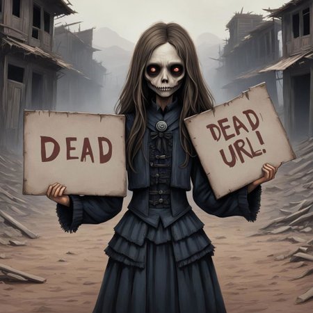 (((Ultra detailed, Megapixel)))
1girl, (((holding out a sign with a text "DEAD*URL"))), by dan mumford and trevor Brown, hands, terror, gloomy, dark, blank face, no face, wasteland background, no mouth, no eyes, long hair