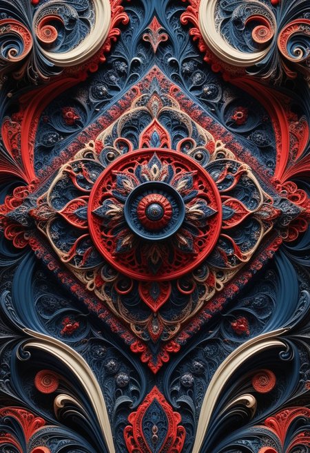 photo of a paisley pattern, boteh, paisley, navy blue, madder red, almond, entwined paislies, official art, aesthetic, dynamic angle, hyper detailed, order and chaos, dark colors, (extremely detailed, intricate details, masterpiece, best quality, 8k wallpaper:1.4), dramatic lighting, (dark blue and madder red palette:1.2), twisting paisley