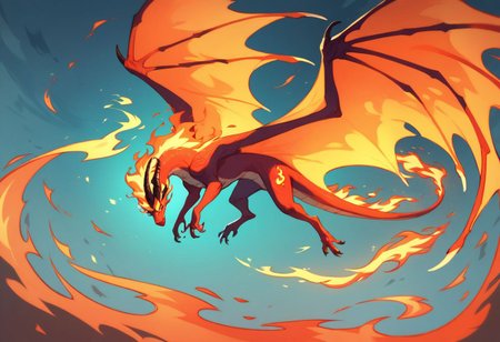 score_9, score_8_up, score_8_up, majestic dragon made entirely of flames, flying through a night sky, illuminating the darkness with its fiery glow.