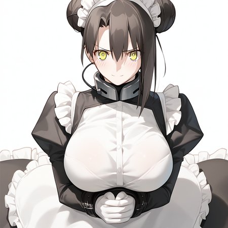 <lora:Takeuchi_Takashi_PonyXL_style_v01:1>
<lora:agent.pony:1>
score_9 , score_8_up , score_7_up , source_anime , 
masterpiece , best quality , ultra-detailed , 
BREAK
agent \(girls' frontline\), maid
1girl , woman , huge breasts , light smile , light blush , ((jeanne d'arc (fate)):0.5)  , 
long black hair  , maid dress ,  
bound