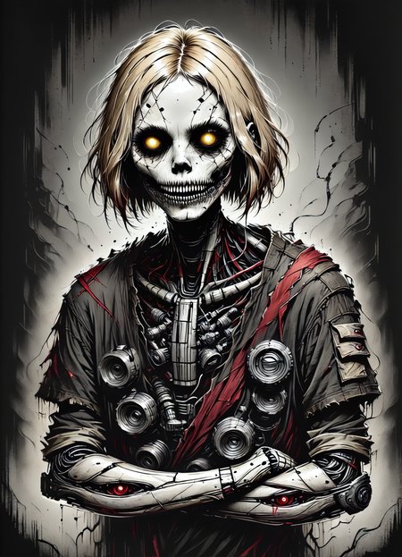 DonMB01dD4rkXL score_9, score_8_up, score_7_up, score_6_up, female mercenary archer,  adolescence, well-proportioned, berber, golden eyes, gauged ears, straight nose, round chin with cleft, underbite jaw,  low forehead,  graceful posture,  scars, blonde beehive hairstyle hair, hope, hovering glide, character appears to hover slightly above the ground, legs crossed and arms relaxed,  wearing  synth-leather joggers,  quantum peplum jacket, techno-flame boots,  , haptic feedback interaction, character touches fingertips together in front of them, simulating tactile interaction with virtual objects, high-tech low-life rating_safe   <lora:DonMB01dD4rkXL-pony:1>