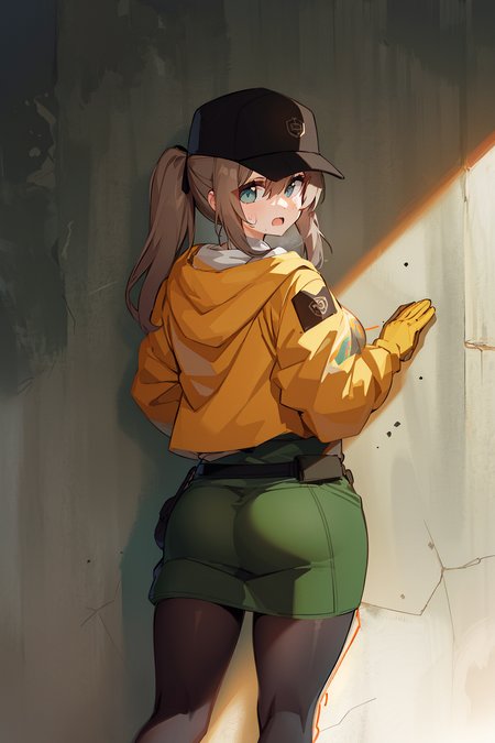 1girl,unparalleled masterpiece, mature female, ((thick thighs, huge chest, mature, adult))

girls'_frontline, dima_(girls'_frontline), aningay, 1girl, baseball_cap, black_headwear, blue_eyes, blush, brown_hair, cropped_legs, gloves, green_gloves, green_shirt, green_skirt, grey_pantyhose, hair_between_eyes, hat, jacket, long_hair, long_sleeves, looking_at_viewer, looking_back, open_mouth, pantyhose, shirt, skindentation, skirt, solo, sweat, yellow_jacket

 <lora:dimaGirlsFrontline_10:0.6>