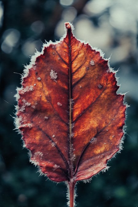 "A macro photograph capturing the intricate details of a single autumn leaf covered in a thin layer of frost. The ice crystals glisten in the morning light, highlighting the deep red and orange hues of the leaf. The texture of the leaf’s veins and edges adds a sense of depth and fragility."
Dark Art