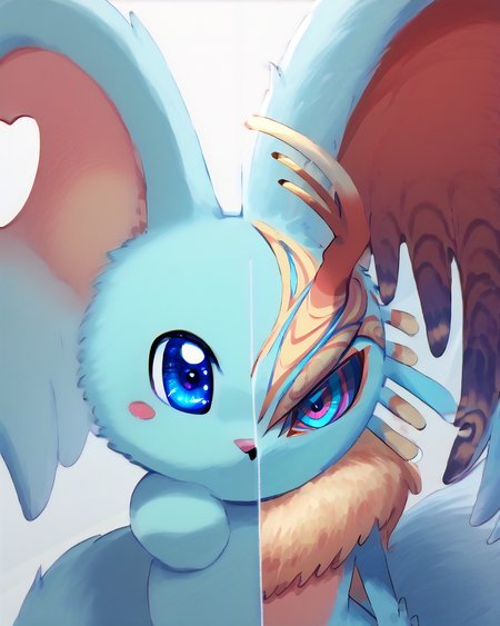 <lora:Splitscreen_XLPD:0.8> SplitScreen, split screen, upper body
BREAK <lora:Elfilin:1> elfilinfriend, aqua fur, blue eyes, solid oval eyes, pink nose, blush stickers, fluffy tail
BREAK  <lora:Elfilis:1> Fecto Elfilis, blue fur, multicolored eyes, head wings, colored sclera, fluffy tail