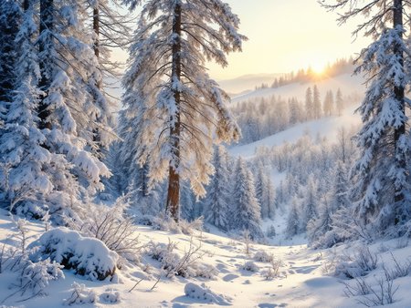 hyper realistic, photo, masterpiece, best quality.
Landscape, very realistic photography, winter forest background with snow on the branches