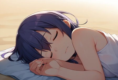 score_9, score_8, score_7, source_anime, akatsuki (kancolle), POV, sleeping, lying, beach