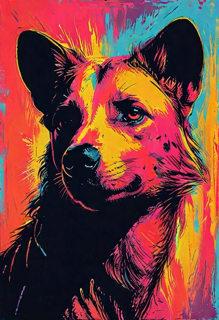 impactful color paint of, a hyenas, highly detailed, vibrant colors , 8k, sharp, professional, clear, high contrast, high saturated, , vivid deep blacks, crystal clear