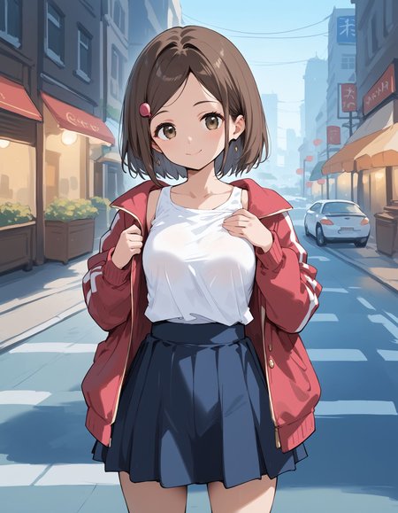 score_9, score_8_up, score_7_up, score_6_up, BREAK source_anime, best quality, masterpiece,
1girl, <lora:tuber dpptPonyXL:0.8>,tuber dppt,hairclip,shirt,skirt,dark skin,cowboy shot,standing,smile,looking at viewer,city