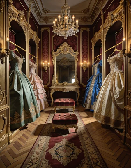 rococo dressing room interior illu