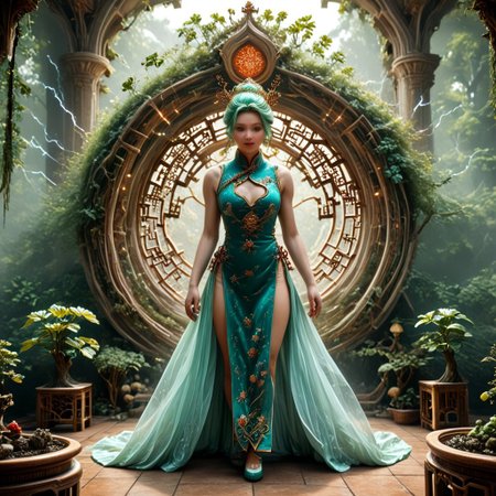 8k,hi res,(surreal,score_9, score_8_up, score_7_up, score_6_up),realistic analog photo, award winning photo,magnificent, celestial, ethereal, painterly, epic, majestic, magical, fantasy art ,((glowing runes:1.5),((The Elven style:1.7)),((Chinese style:1.7)),(elegant, beautiful,delicate and monumental style:1.7),((The emphasis on the tower:1.7)),(The great forest grew up in bonsai style:1.7),((a tall building:1.5)),((a tall elven tower with balconies and open work windows, arches,openwork golden lattice :1.4)),(against the background of fabulous nature:1.5),((fabulous nature:1.5)),((Elven tower, stands against the backdrop of mountains:1.5)),((Lightning is dancing around the a tall tower:1.5)),(((a tall green transparent jade  fairy-tale elven with a golden ornament tower:1.5))),((where magical runes seem to be perfectly intertwined with the  the tower:1.5))), where the natural elements are rampant (((the power of the storm, the power of lightning, the power of fire))), where natural elements run amok (((the power of the storm:1.3))),(((the power of lightning:1.3))),(((the power of fire:1.3))) ((beautiful ancient fairy garden of emerald jade runestones:1.5)),(realistic detailed background),<lora:Tangbohu Detail Tweaker:-0.1>,<lora:Elven-Architecture_ponyXL_LOREVER:1>,<lora:Tempest_Magic_-_XL_Grimoire:1>, tempestmagic,<<lora:Awfully_Stylish_v15.2:1>,<lora:extremely_detailed:1.2>,<lora:glowneon_xl_v1:0.75> <lora:ThunderMagic:0.6>  tempestmagic