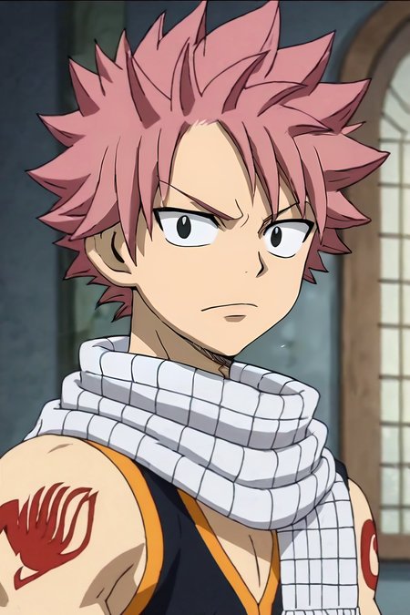 score_9, score_8_up, score_7_up, score_6_up, score_5_up, score_4_up, BREAK source_anime, anime screencap, anime coloring, official style, looking at viewer, upper body, , 1boy, solo, male focus, <lora:natsu_dragneel_pony:0.98>, natsu_dragneel, pink hair, black eyes, spiked hair, tattoo, scarf, parka, tam, world war 1, , <lora:sdxl_lightning_8step_lora:1>
