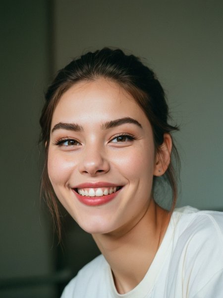 Analog photo of Nellie_LaPlace_P_MXAI_SDXL close up shot, smiling expression