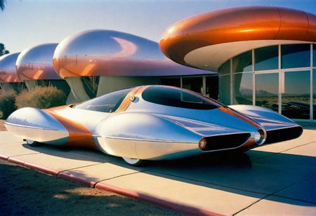 mobius, a concept car US Steel, retrofuturism, scifi  ,california art deco , leica f1.4 summilux , velvia 200 film , 1982