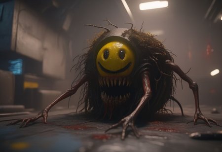 (horror Life form, body snatcher, has a yellow smiley face with $ as eyes, noodly arms and demonic face, multiple mouthed creature of darkness, multiple tongues licking everything leaning a slime visual:1.4), (in the style of Stephen Gammell and Guillermo del Toro:1.5), (Life in an incubator, plants growing alongside human flesh, ants in hair, dirt bed), long-shot, far-off, very-person octane, 8k, 8mm depth of focus, (low perspective:1.6), high-end scattering colors. 8k, Cinematic Render, Fantastical mood, Unreal engines inside a frame after with many dead  blood on them, With, photoshop in order for artstation, cinematic and Cinema, Dark kimura artstyle on render hyper-out characters on floors UHD lifelike, 4k hyperdetailed, octane cinema4k render and skin frame cyberpunk, hypermaximalist, directed by Reilerealistic 8k render photorealistic level quality perfect resolution, 8k texture, volumetric hazy dark fantasy digital composition art, cinema National Geo coherency, CGSociety   sharp focus ambient, post processing Wires glitchcore texture, intricate
<lora:MercuryXL:0.3> <lora:DrippingXL:0.3>