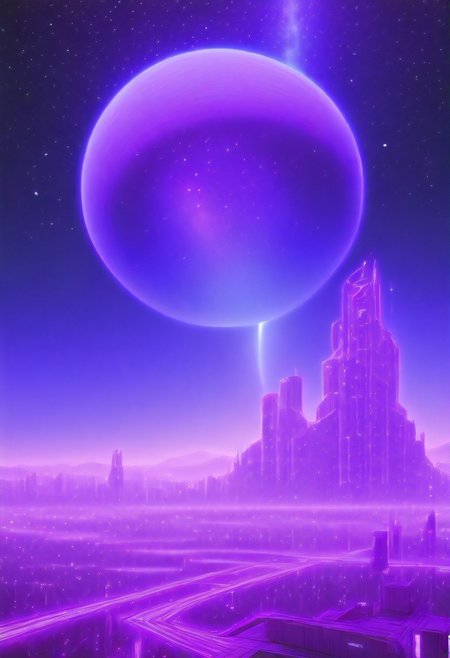 High quiality, high resolution, high definition,
Magical city with skyscrapers, a planet with purple colors and lines that emit white light surrounded by a planet ring, with the view from behind a cat looking towards the city, citybkg, anime style, high ilumination, galaxy sky, calid colours, spacial station