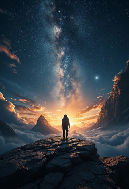 A cosmic wanderer traverses the void, seeking answers among the stars. 
Movie Poster, cinematic light, Professional Art
many details, extreme detailed, full of details,
,aidmafluxproultra, aidmaHyperrealism, aidmaMJ6.1