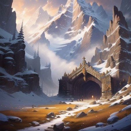 ((Masterpiece)), realistic digital painting of the hall of the mountain king, fanmou, official art, trending on artstation,