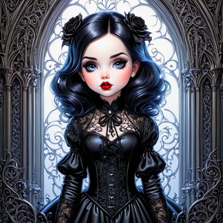 j scott campbell ,a whimsical image of a gothic baby girl