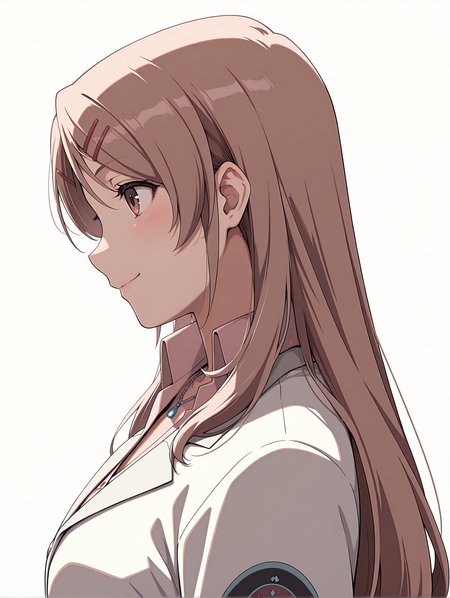 masterpiece,best quality,newest,
1girl,solo,
<lora:sakurai_yukino_ilxl_v1.0:1>,brown hair,brown eyes,long hair,
y_clothes,necklace,uniform,white jacket,shirt,
<lora:Fixhands_anime_bdsqlsz_V1:1>,upper_body,profile,looking_at_viewer,smile,light_blush,white_background,simple_background,