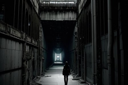 highly insanely detailed, masterpiece, top quality, best quality, highres, 4k, 8k, RAW photo, (very aesthetic, beautiful and aesthetic),  
tsutomu nihei,nihei_tsutomu,blame!,blame gakuen!,abara,TNstyle,sidonia_no_kishi,(space,spacecraft,hangar,tower,deep horizon,giant room,tunnel,lab,mausoleum,stairs,sidonia \(ship\),city ruins),star \(sky\),starry sky,bridge,light particles,concrete walls,metal walls,vast scenery,perspective,dystopia,destroyed,dark background,biomachine,bioluminescence,blm,no human,open space,science fiction,decrepit, 
<lora:blamev2:0.6>, 
(1girl:1.3), 
solo focus, 
prison cell,checkered background,âââ