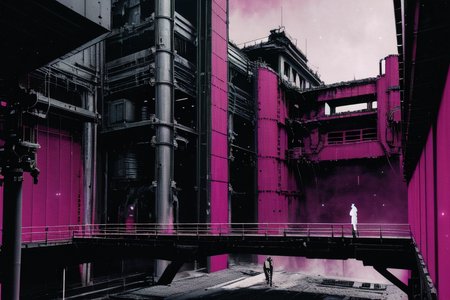 highly insanely detailed, masterpiece, top quality, best quality, highres, 4k, 8k, RAW photo, (very aesthetic, beautiful and aesthetic),  
tsutomu nihei,nihei_tsutomu,blame!,blame gakuen!,abara,TNstyle,sidonia_no_kishi,wire,steam,fog,foggy,ventilation fan,ventilation shaft,star \(sky\),starry sky,light particles,bones,gauna,gauna mech,buildings,clouds,tentacles,air conditioner,machinery,bridge,dark sky,black sky,cables,tubes,industrial pipes,walkway,toha heavy industries,drainpipe,letterboxed,lantern,concrete walls,metal walls,fence,blm,dark background,futuristic,flock,cyberpunk,science fiction,no human, 
<lora:blamev2:0.6>, 
(1girl:1.3), 
solo focus, 
ancient japanese buildings,(pure magenta background,transparent background:1.2),âââ