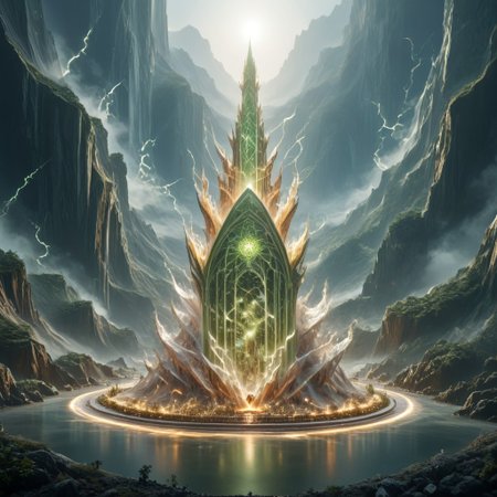 8k,hi res,(surreal,score_9, score_8_up, score_7_up, score_6_up),realistic analog photo, award winning photo,magnificent, celestial, ethereal, painterly, epic, majestic, magical, fantasy art ,((glowing runes:1.5),((The Elven style:1.7)),((a tall Elven Tower:1.3)),(against the background of fabulous nature:1.5),((fabulous nature:1.7)),((Elven tower, stands against the backdrop of mountains:1.7)),((Lightning is dancing around the a tall tower:1.5)),(((a tall green transparent jade  fairy-tale elven with a golden ornament tower:1.5))),((where magical runes seem to be perfectly intertwined with the  the tower:1.7))), where the natural elements are rampant (((the power of the storm, the power of lightning, the power of fire))), where natural elements run amok (((the power of the storm:1.3))),(((the power of lightning:1.3))),(((the power of fire:1.3))) ((beautiful ancient fairy garden of emerald jade runestones:1.5)),(realistic detailed background),<lora:Tangbohu Detail Tweaker:-0.1>,<lora:Elven-Architecture_ponyXL_LOREVER:1>,<lora:Tempest_Magic_-_XL_Grimoire:1>, tempestmagic,<<lora:Awfully_Stylish_v15.2:1>,<lora:extremely_detailed:1.2>,<lora:glowneon_xl_v1:0.75> <lora:ThunderMagic:0.6>  tempestmagic