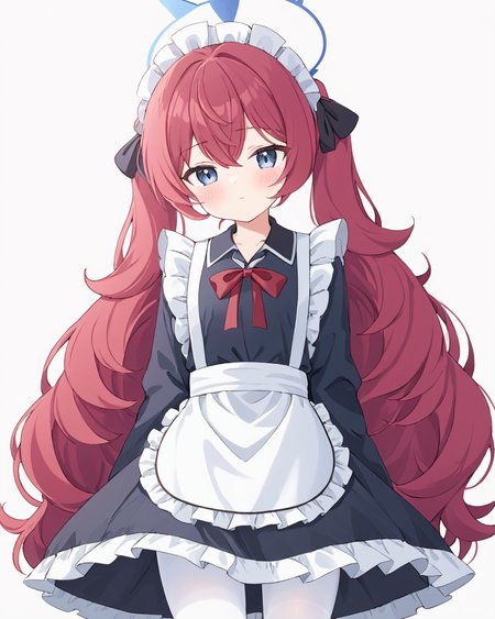 iroha \(blue archive\),1girl, solo, enmaided, halo, maid_headdress, alternate_hairstyle, looking_at_viewer, twintails, white_pantyhose, skirt_hold, neck_ribbon, maid_apron, simple_background, blush, red_ribbon, black_dress, closed_mouth, juliet_sleeves, white_apron, hair_bow, black_bow, frilled_apron, black_ribbon
<lora:iroha_(blue_archive)_image99_batch3_v1-000045:1>,halo,. gorgeous,key visual, vibrant, studio anime,award-winning, professional, highly detailed,high budget, cinemascope