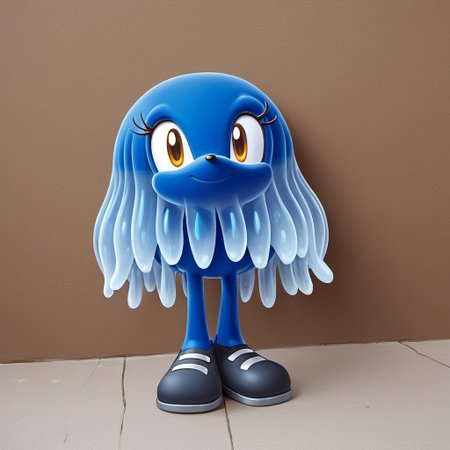 jellyfish mobian, woman, sonic_the_hedgehog, cute, soft smile, ((HD, 8k, high quality)), detailed, sexy, solo, looking at you, ((full body)), aquatic, charturnerv2, adult, oc, oc only, unique hair, wide hips