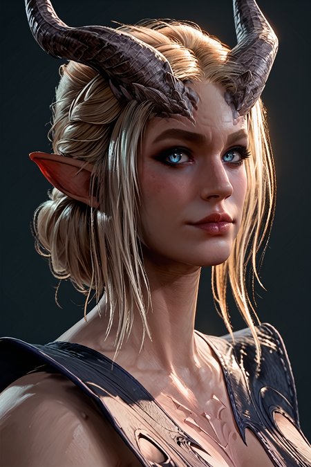 score_9, score_8_up, score_7_up, score_6_up
<lora:BGMainFemale:1.0>
BGMainFemale, 1girl, blonde hair, blue eyes, demon horns, pointy ears, looking at viewer, simple background, portrait