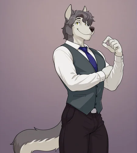 (solo), anthro, male, shirt, dark pants, vest, looking at viewer, yellow eyes, smile, pose, posing, pinup, sexy pose, 
BREAK masterpiece, best quality, amazing quality, very aesthetic, high resolution, ultra-detailed, absurd res, newest,  <lora:Rask:1> rask