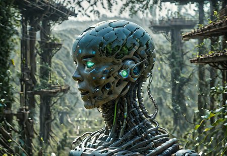 realistic image with morning high quality on the subject of the world ruled by artificial intelligence in the future, visualization of the life of people ruled by AI