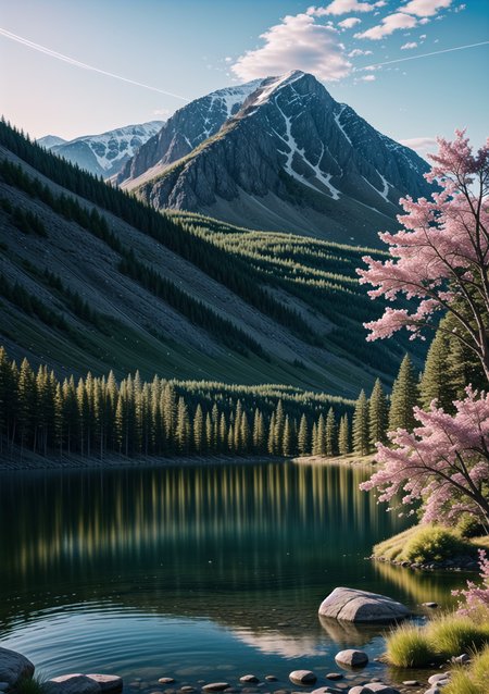 professional scenery art, nature landscape, lake and mountains, sunrise, spring, 
<lora:PAseer-SD15-LCM Quick:0.8>, <lora:add_detail:0.3>, <lora:detail_slider_v4:0.5>, <lora:Citadel Spices:0.3>