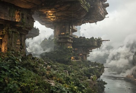 A new type of flying ship for sightseeing in the city of the future with glass dome, 
Residents live in a sizable number of glass bubble capsules,
The alien colonial cities of the future look like towering ant nests built in Halong Bay filled with fog, glass dome, communications spire landmark, aircraft terminal, aerial mass transportation,
((The steel tower in the imperial capital of Star Wars, the Rubik's Cube and Golden Tower of the corporate headquarters in Blade Runner, The floating kingdom of Hayao Miyazaki's Castle in the Sky, the catacombs of Paris are full of skulls, Famous British architect Dream Detective)),
(futuristic:1.2), a huge military factory made of steel, glass, fog, sun, in the clouds, , futuristic military planes, moody tones, 
(real landscape:1.1), (blurred background:1.0), 
[building|door|window|stairs|balcony|wall|brick|eaves_details:0.8], [Street|Landscape|Foliage|Pedestrian|Vehicle_Details:0.7], [metal|glass|wood|stone|cement|brick|textile_texture:0.8],
(background, more_details:0.3), 
great lighting, xtower, industrialbuilding, futureskyline, Architecture photography, Curvy Architecture