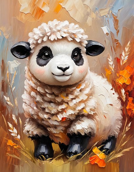 novuschroma25 style sheep panda  as an impasto painting <lora:novuschroma25 style_light:1>