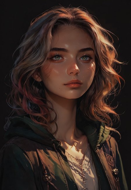 score_9, score_8_up, score_7_up, score_6_up, aesthetic, s1_dram, ncpy13 style, pastels drawing, deep black background,  rogue girl, kawai girl, hooded cloak, mysterious, cute, armor, dark fantasy setting, upperbody portrait, elegant, intricate details, watercolor